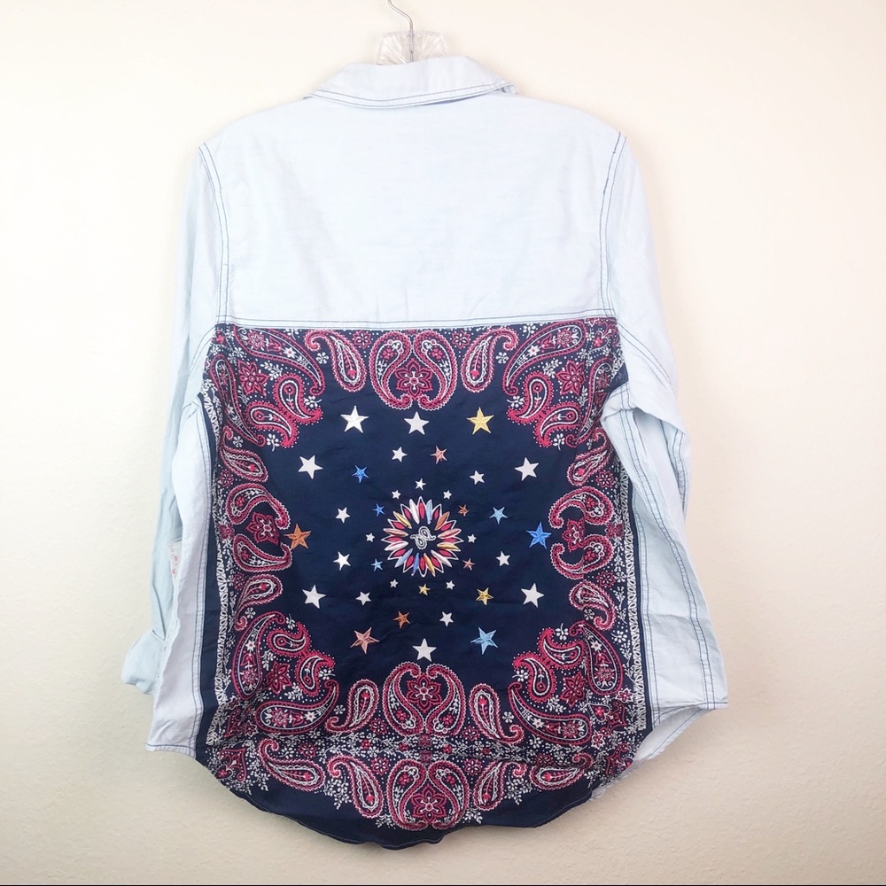 Free People Bandana Blue Bandit Top G533 - Picture 4 of 8